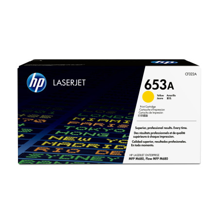 HP 653A Yellow Original LaserJet Toner Cartridge CF322A, up to 16,500 pages, for CLJ Enterprise MFP M680