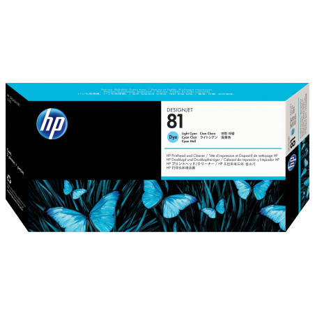 HP 81 Light Cyan DesignJet Dye Printhead and Printhead Cleaner