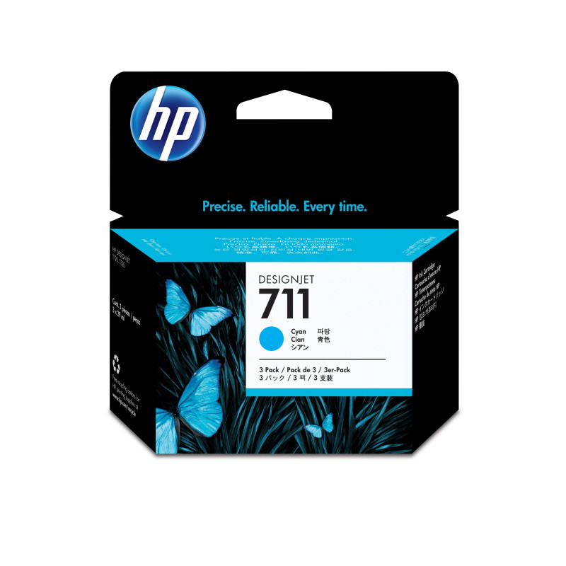 HP 711 3-pack 29-ml Cyan DesignJet Ink Cartridges HP 711 3-pack 29-ml Cyan DesignJet Ink Cartridges