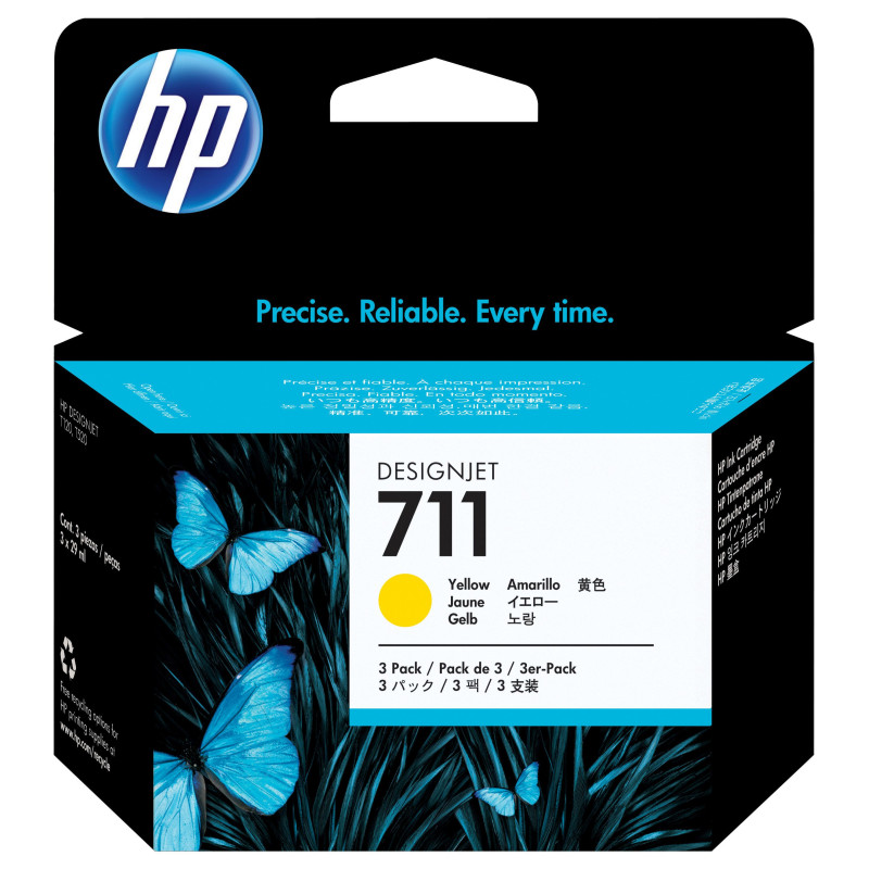HP 711 3-pack 29-ml Yellow DesignJet Ink Cartridges HP 711 3-pack 29-ml Yellow DesignJet Ink Cartridges
