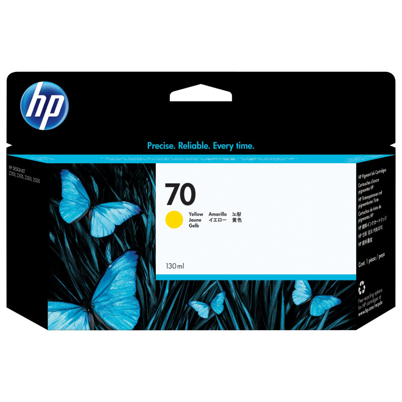 HP 70 130-ml Yellow DesignJet Ink Cartridge HP 70 130-ml Yellow DesignJet Ink Cartridge