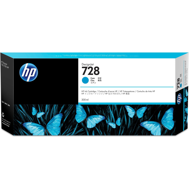 HP 728 300-ml Cyan DesignJet Ink Cartridge HP 728 300-ml Cyan DesignJet Ink Cartridge