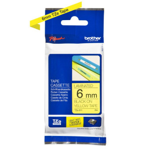 BROTHER Ruban Noir - Jaune 6mm