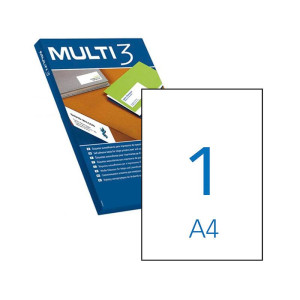 Multi3 Lot de 100 étiquettes 210,0 x 297,0mm