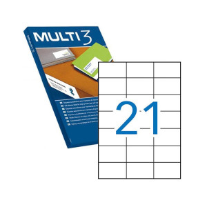 Multi3 Lot de 2 100 étiquettes blanches à bords droits Taille 70,0 x 42,4 mm