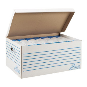 Conteneur 37,5x63x29 En Carton Ondulé Blanchi Avec Couvercl