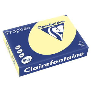 Papier Trophée - jaune canari - teinte pastel - 80 g - A4 - ramette de 500 feuilles