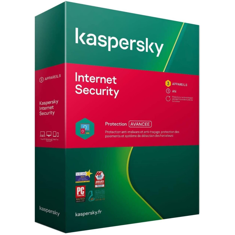 Kaspersky Internet Security 2021 - 3 Postes / 1 An code à l'intérieur d'un paquet