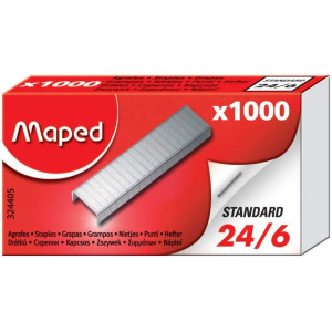 Maped agrafes 24/6, zinguées, boîte de 1000 agrafes - 324405