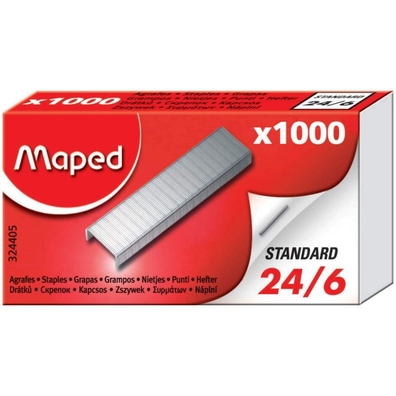 Maped agrafes 24/6, zinguées, boîte de 1000 agrafes - 324405 Maped agrafes 24/6, zinguées, boîte de 1000 agrafes - 324405