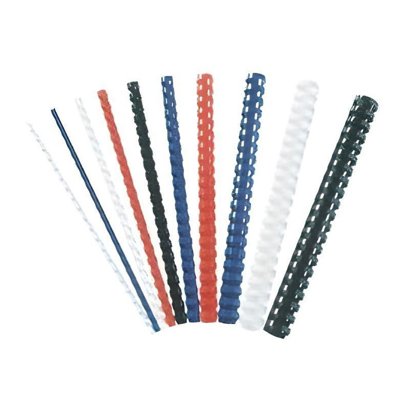 Baguettes de reliure plastiques, rondes Bleu, 14mm